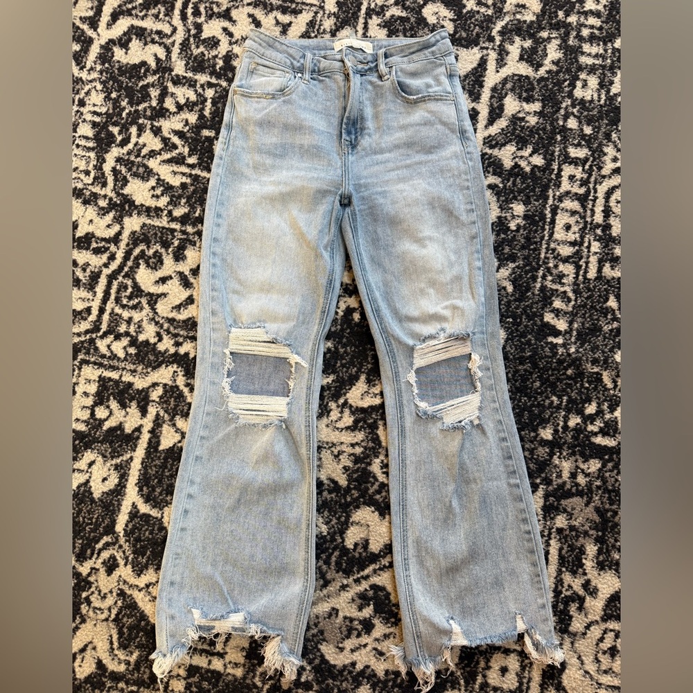 Trendy Distressed Light Blue Women's Jeans